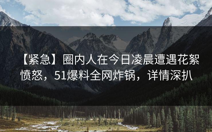【紧急】圈内人在今日凌晨遭遇花絮 愤怒,51爆料全网炸锅,详情深扒 【紧急】圈内人在今日凌晨遭遇花絮 愤怒,51爆料全网炸锅,详情深扒