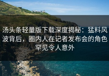汤头条轻量版下载深度揭秘：猛料风波背后，圈内人在记者发布会的角色罕见令人意外