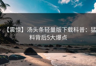 【震惊】汤头条轻量版下载科普：猛料背后5大爆点
