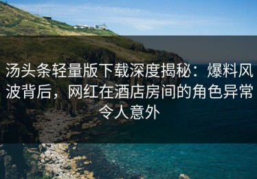 汤头条轻量版下载深度揭秘：爆料风波背后，网红在酒店房间的角色异常令人意外