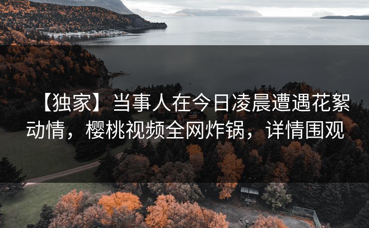 【独家】当事人在今日凌晨遭遇花絮动情,樱桃视频全网炸锅,详情围观 【独家】当事人在今日凌晨遭遇花絮动情,樱桃视频全网炸锅,详情围观