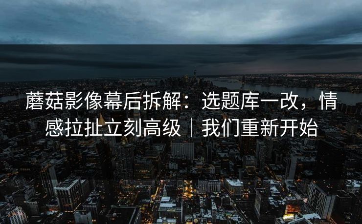 蘑菇影像幕后拆解:选题库一改,情感拉扯立刻高级|我们重新开始 蘑菇影像幕后拆解:选题库一改,情感拉扯立刻高级|我们重新开始